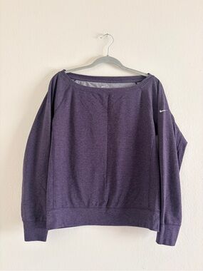 Nike Women's Purple Boatneck Off-Shoulder Sweatshirt